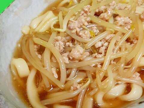 子供が喜ぶ！豚ひき肉ともやしのあんかけうどん♪